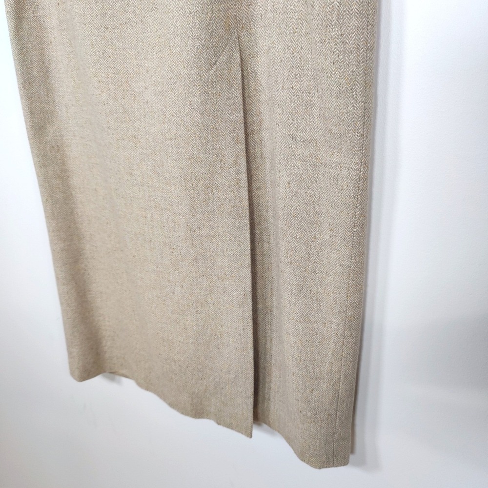 Ann Taylor Silk Wool Herringbone Maxi Pencil Skirt 12 Beige Tan Quiet Luxury - Picture 6 of 9